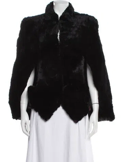 Pre-owned Fur Faux  Jacket In Black
