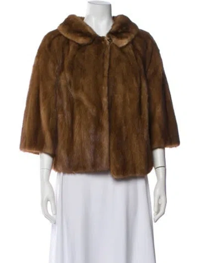Pre-owned Fur Faux  Jacket In Brown