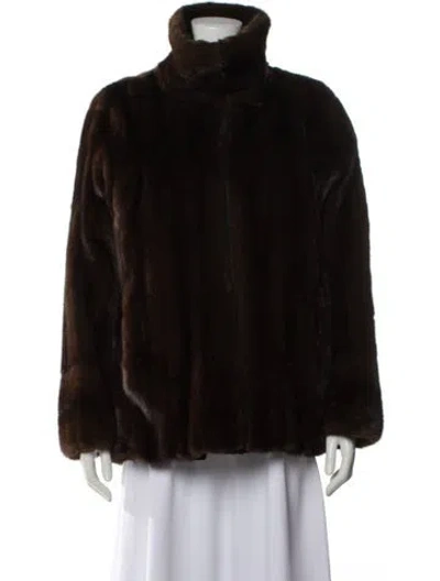 Pre-owned Fur Faux  Jacket In Brown