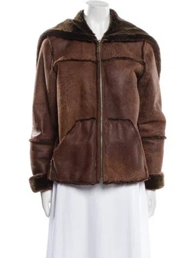 Pre-owned Fur Faux  Jacket In Brown