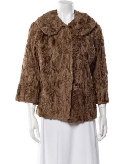 Pre-owned Fur Faux  Jacket In Brown