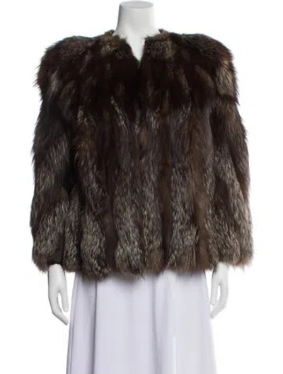 Pre-owned Fur Faux  Jacket In Brown