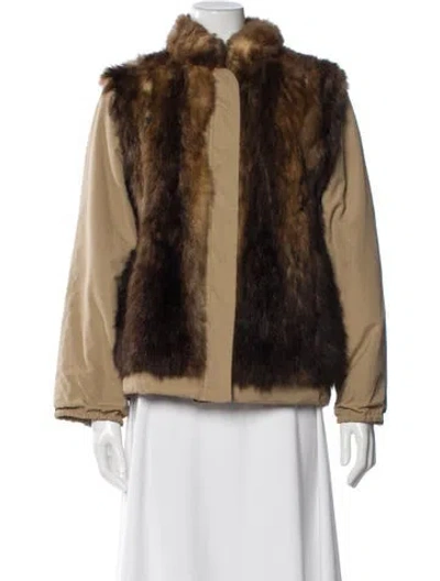 Pre-owned Fur Faux  Jacket In Brown