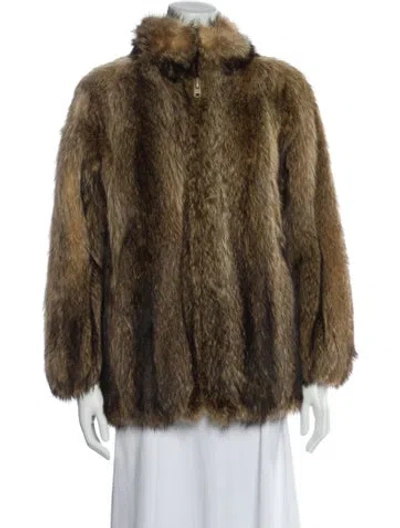 Pre-owned Fur Faux  Jacket In Brown