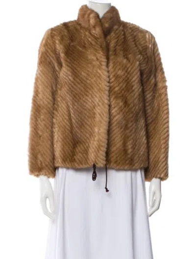 Pre-owned Fur Faux  Jacket In Brown