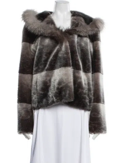 Pre-owned Fur Faux  Jacket In Brown