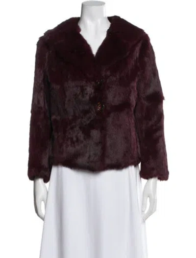 Pre-owned Fur Faux  Jacket In Burgundy