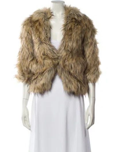 Pre-owned Fur Faux  Jacket In Gold