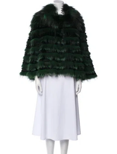 Pre-owned Fur Faux  Jacket In Green