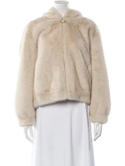 Pre-owned Fur Faux  Jacket In Neutral