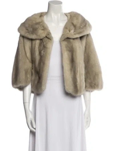 Pre-owned Fur Faux  Jacket In Neutral