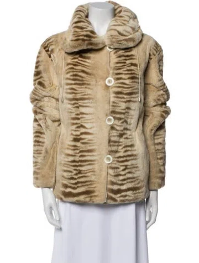 Pre-owned Fur Faux  Jacket In Neutral