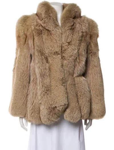 Pre-owned Fur Faux  Jacket In Neutral