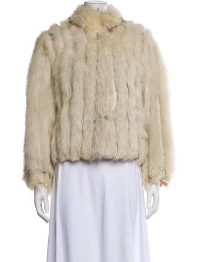 Pre-owned Fur Faux  Jacket In Neutral