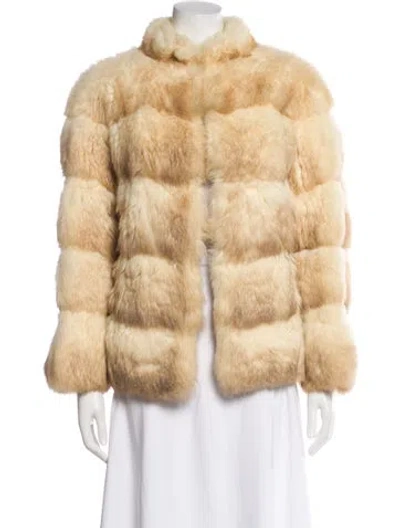 Pre-owned Fur Faux  Jacket In Neutral