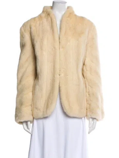 Pre-owned Fur Faux  Jacket In Neutral