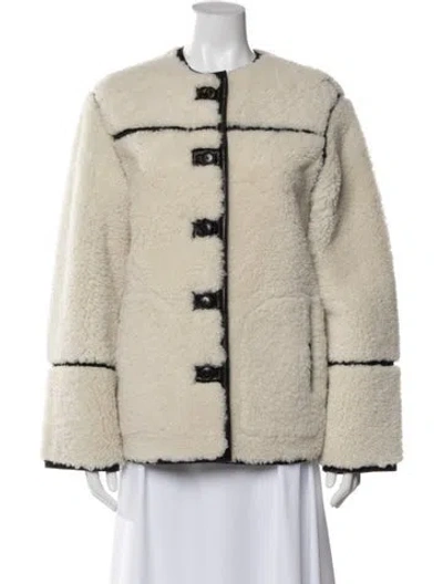 Pre-owned Fur Faux  Jacket In Neutral