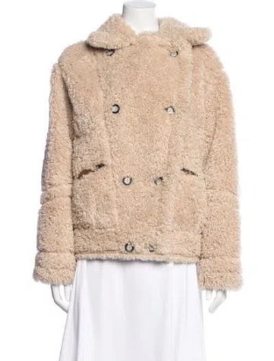 Pre-owned Fur Faux  Jacket In Neutral
