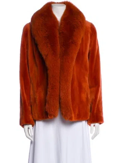 Pre-owned Fur Faux  Jacket In Orange