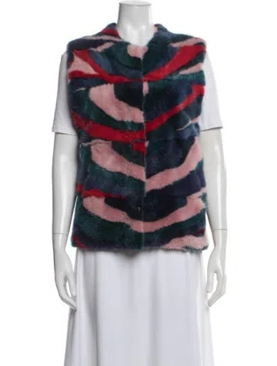 Pre-owned Fur Faux  Patterned  Jacket In Blue