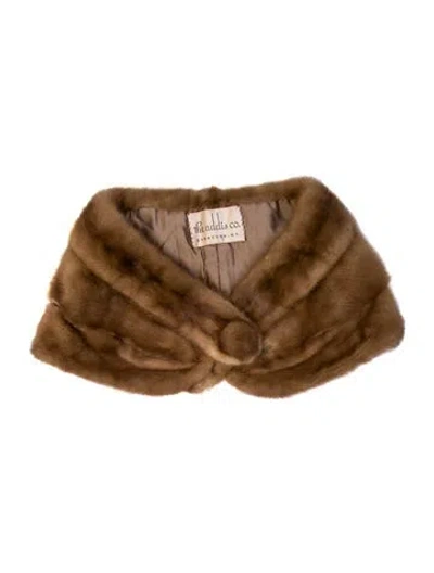Pre-owned Fur Faux  Scarf In Brown