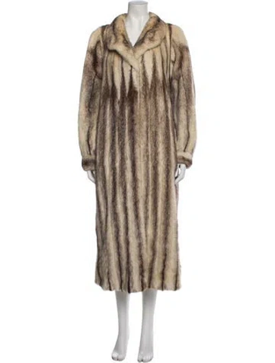 Pre-owned Fur Faux  Striped  Coat In Gray