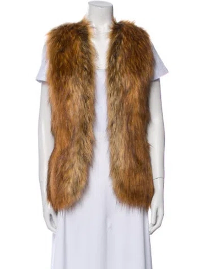 Pre-owned Fur Faux  Vest In Brown