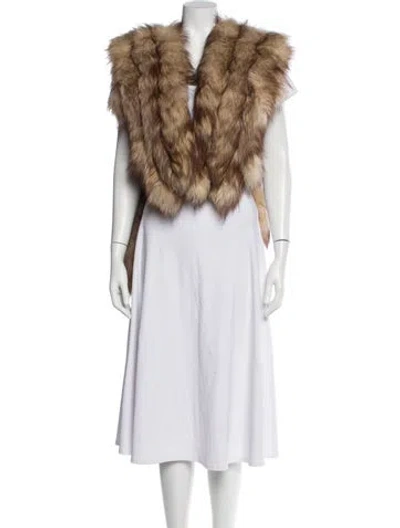 Pre-owned Fur Faux  Vest In Brown