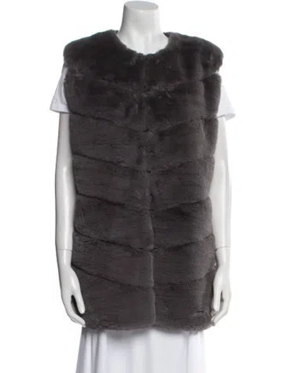 Pre-owned Fur Faux  Vest In Gray