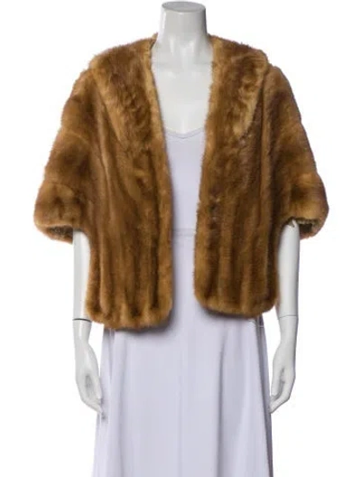 Pre-owned Fur Faux  Vest In Neutral
