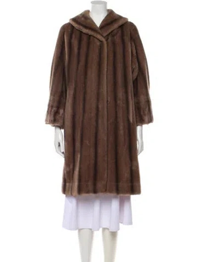 Pre-owned Fur Faux Shearling Faux  Coat In Brown