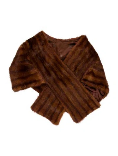 Pre-owned Fur Fisher  Shawl In Brown