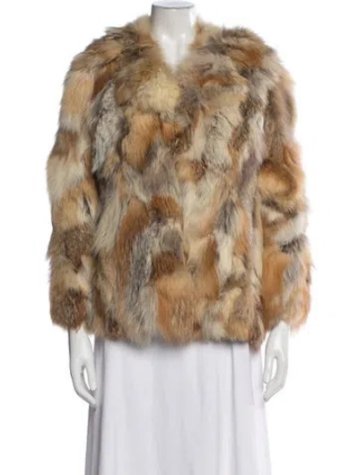 Pre-owned Fur Fox Animal Print  Jacket In Brown