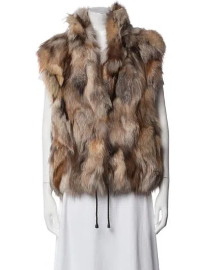 Pre-owned Fur Fox Animal Print  Jacket In Brown