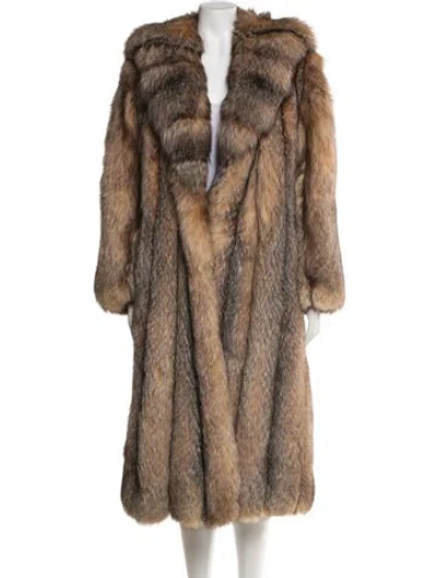 Pre-owned Fur Fox Coat In Brown