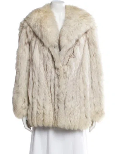 Pre-owned Fur Fox Coat In White