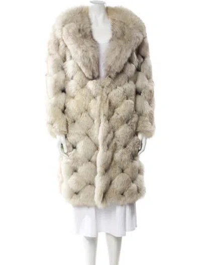 Pre-owned Fur Fox Faux  Coat In Neutral