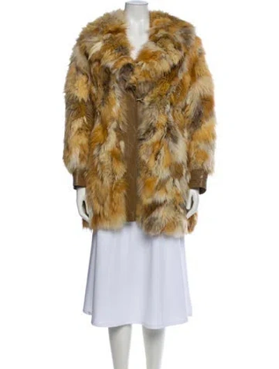 Pre-owned Fur Fox Faux  Coat In Neutral