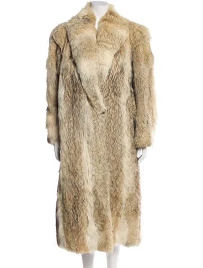 Pre-owned Fur Fox Faux  Coat In Neutral