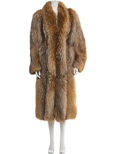 Pre-owned Fur Fox Faux  Coat In Neutral