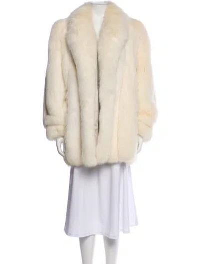 Pre-owned Fur Fox Faux  Coat In Neutral