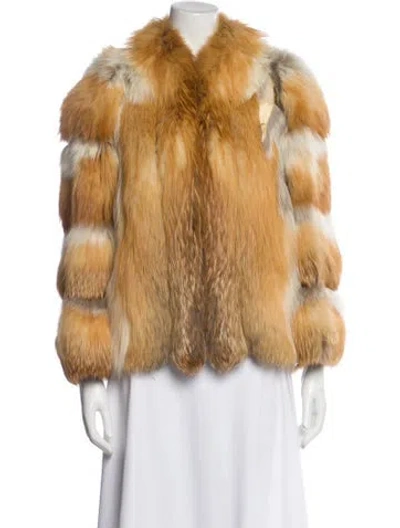 Pre-owned Fur Fox Faux  Jacket In Neutral
