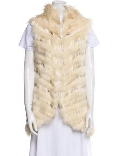 Pre-owned Fur Fox Faux  Vest In Neutral