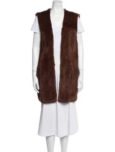 Pre-owned Fur Fox Vest In Brown/orange