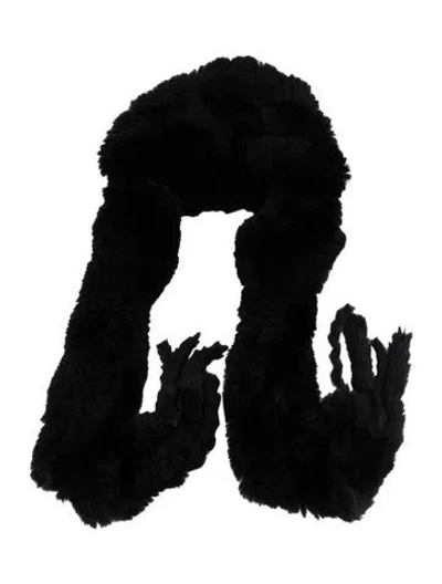 Pre-owned Fur Fringed Hat Hood In Black