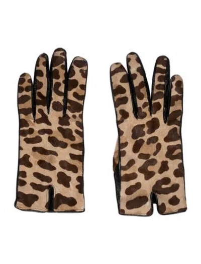 Pre-owned Fur Gloves In Brown