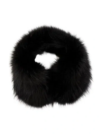 Pre-owned Fur Gray Fox Scarf In Black