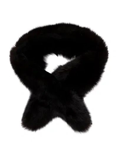 Pre-owned Fur Gray Fox Scarf In Black