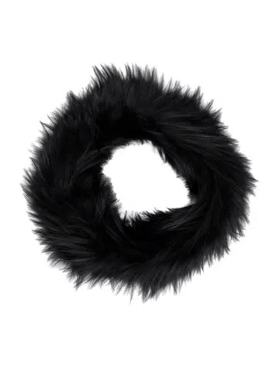 Pre-owned Fur Gray Fox Scarf In Blue