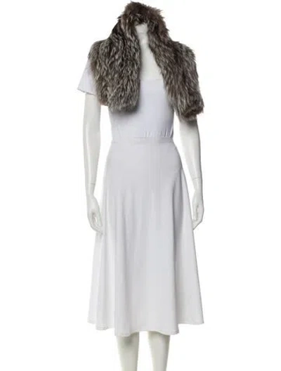 Pre-owned Fur Gray Fox Scarf In Brown